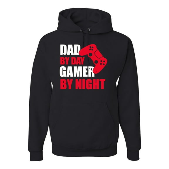 Wild Bobby,Dad by Day Gamer by Night Funny Gaming Dad Gift, Father's Day, Unisex Graphic Hoodie Sweatshirt, Black, Small