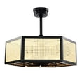 thumbnail image 2 of Neira 27 in. 6-Light Indoor Matte Black and Woven Rattan Finish Ceiling Fan with Light Kit, 2 of 5