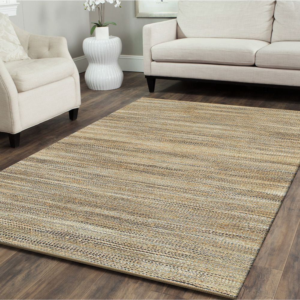 Desert Fields Contemporary Handwoven Natural Jute and Chenille Area Rug