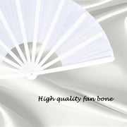2 Pack Large Folding Hand Fan,white Chinese Kung Fu Tai Chi Fan Nylon-Cloth Fan for Men and Women Performance, Dance, Decorations, Festival, Gift (Folding Fan white 2p)