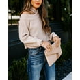 thumbnail image 4 of Turtleneck Cold Shoulder Sweater Beige Small, 4 of 5