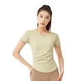thumbnail image 3 of Camiseta deportiva de manga corta con escote en V y secado rápido para mujer, plisada, para fitness, para correr, yoga, manga corta, 3 of 4