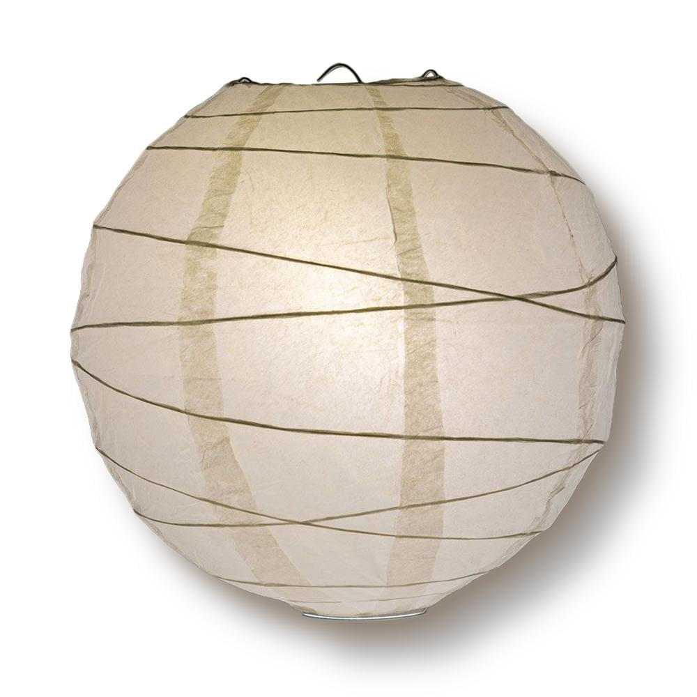 Quasimoon 8' White Round Paper Lantern, Crisscross Ribbing, Hanging Decoration by PaperLanternStore