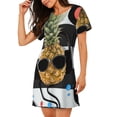 thumbnail image 2 of Easygdp Pineapple With Black Glasses Camisón de manga corta para mujer, informal, estampado, 2 of 6