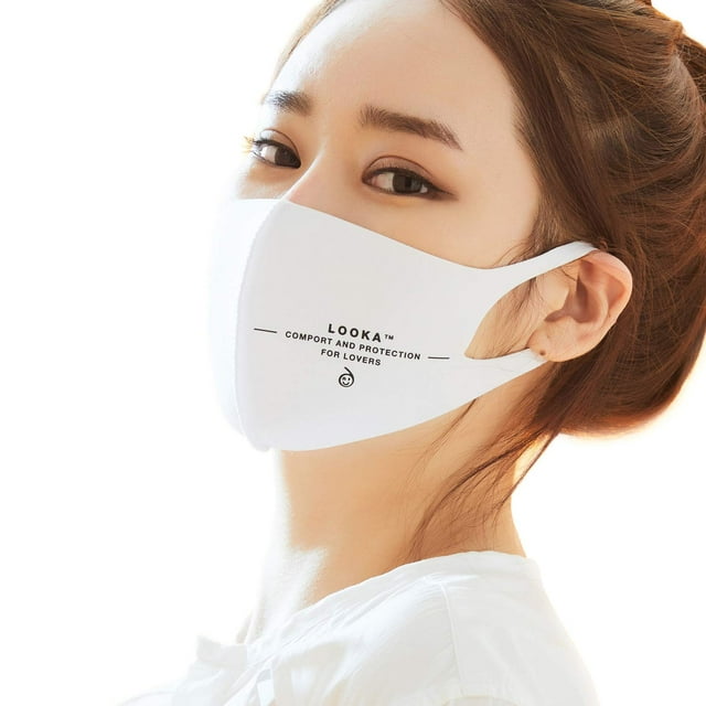 LOOKA MASK Protective Fashion Face Mask, Breathable, Washable and Reusable, LOVERS White (Small)