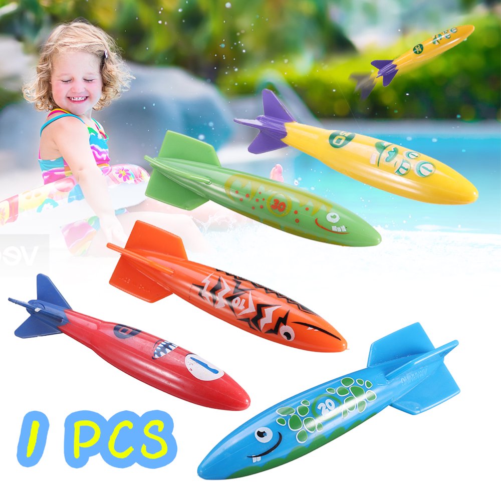 1PCS Swimming Torpedo Rocket Throwing Toy Pool Diving Summer Kid