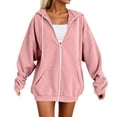 thumbnail image 6 of QATAINLAV Woman Corduroy Zip Up Hoodies Long Sleeve Oversized Sweatshirts Y2K Jacket with Pockets Going Out Outfits Pink M, 6 of 7