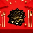 thumbnail image 6 of Lilixerw 16 PCS Black Gold Happy New Year Disposable Tableware Set,7-9 Inch Paper Plates,Cups,Napkins,NewYear's Eve Party Dinnerware for Celebration, 6 of 6