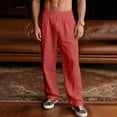 thumbnail image 2 of SAWOBUUN Men's Casual Pants Drawstring Elastic Waist Lightweight Loose Fit Summer Solid Trousers with Pockets, 2 of 5