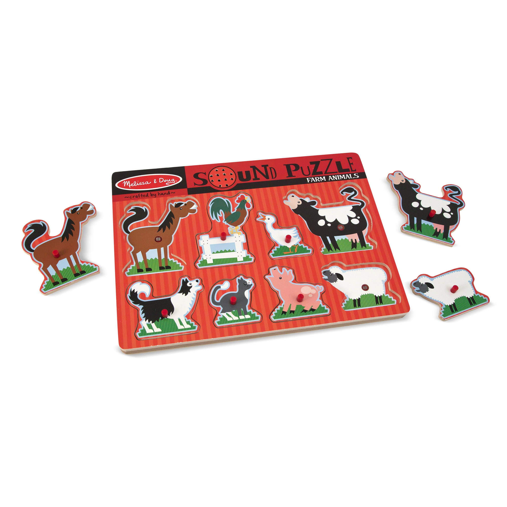 Melissa & Doug Farm Animals Sound Puzzle - Wooden Peg Puzzle With Sound  Effects (8 pcs) 