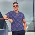 thumbnail image 3 of Kdxio Lavender Flowers Print Men's Short Sleeve Polo Shirt,Midweight Men's Shirt, 3 of 6