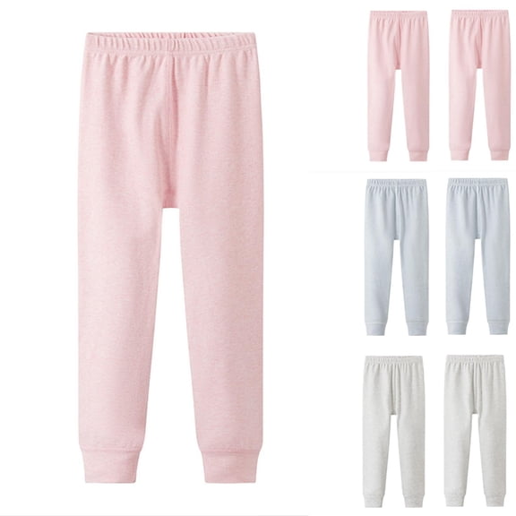 THDHVS Girls Leggings,Kids Fleece Lined Sleep Pants with Elastic Waist for Nighttime Comfortable Warm Soft Fabric Home Bottom Wear Cozy Fits Blue 4-5 Years