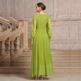thumbnail image 6 of Womens Puff Long Sleeve Asymmetrical Flared Long Swing Dress Solid Color A Line Pleated Ruffle Evening Dresses, 6 of 9