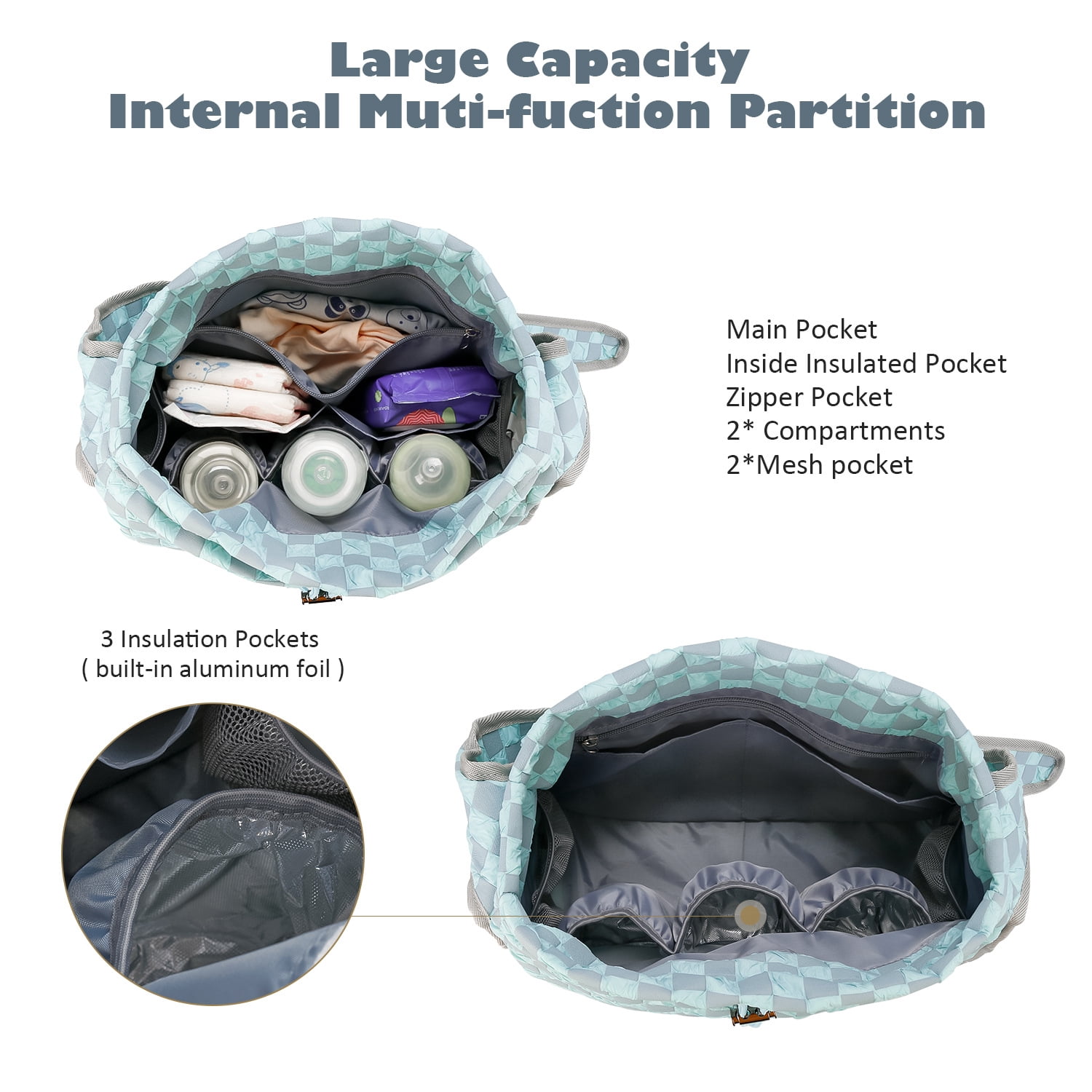 SPEKSEE Waterproof Nylon Diaper Bag Handbag - Single Shoulder Handbag with Large Capacity and Multi-function Partition for Maternal Travel