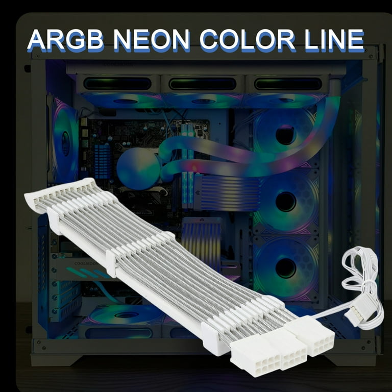 Wiki High Current Glowing Colorful Line Argb Neon Color Line Colorful Rgb  Pc Case with Streamer Transfer Adapter and Glowing Power Supply Perfect for  Gaming Setup