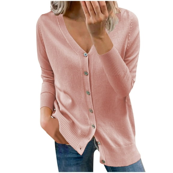 jsaierl Fashion Women Buttons Long Sleeve Casual Solid Short Coat Cardigan Blouse