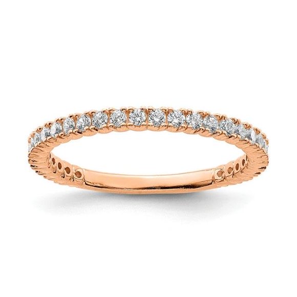 Sterling Silver Rose-tone 32 Stone CZ Ring Size 8