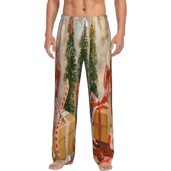 Daiia Holiday Christmas Stars Men's Sleep Pant with Pockets and Drawstring,Pajama Pants-Medium