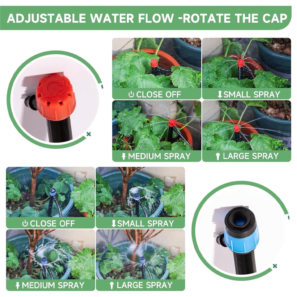 230FT Drip Irrigation System Kit, Automatic Garden Watering System for Plant 33FT 5/16" Tube + 197FT 1/4" Tube