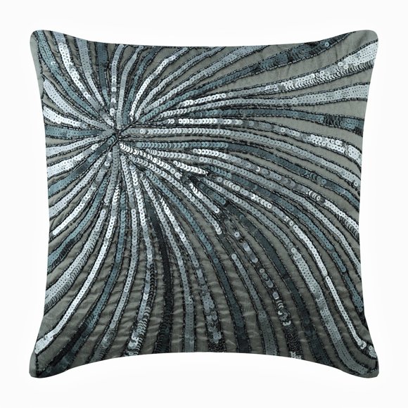 The HomeCentric Pillow Sham, Decorative Gray Euro Size Pillow Shams Pack of 2, 26x26 inch (65x65 cm), Silk Euro Pillow Cases, Abstract, Modern European Shams Easter - Silver Bloom