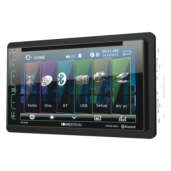 Soundstream VR-65B Estéreo para automóvil con Bluetooth DVD/CD/AM/FM de doble DIN con pantalla Smart Sense de 6.2"