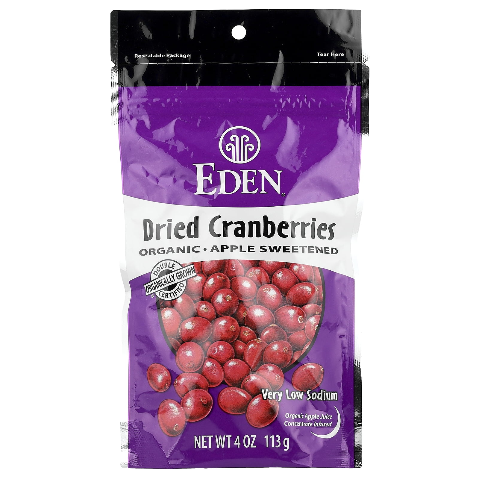 Eden Organic, Dried Cranberries Apple Sweetened, 4.0 Oz