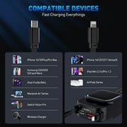 96W Retractable Car Charger, 4 in 1 Car Charger Adapter with USB-A USB-C Port & 2 Retractable Cables, Car Accessories Adapter for SUV, RV, Truck, iPhone 16e/16/15/14/12,Galaxy,Pixel