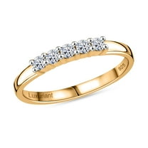 Lab Grown White Diamond Round 925 Sterling Silver 18K Vermeil Yellow Gold Plated Band Ring for Women Jewelry Birthday Gifts Size 8 Ct 0.25