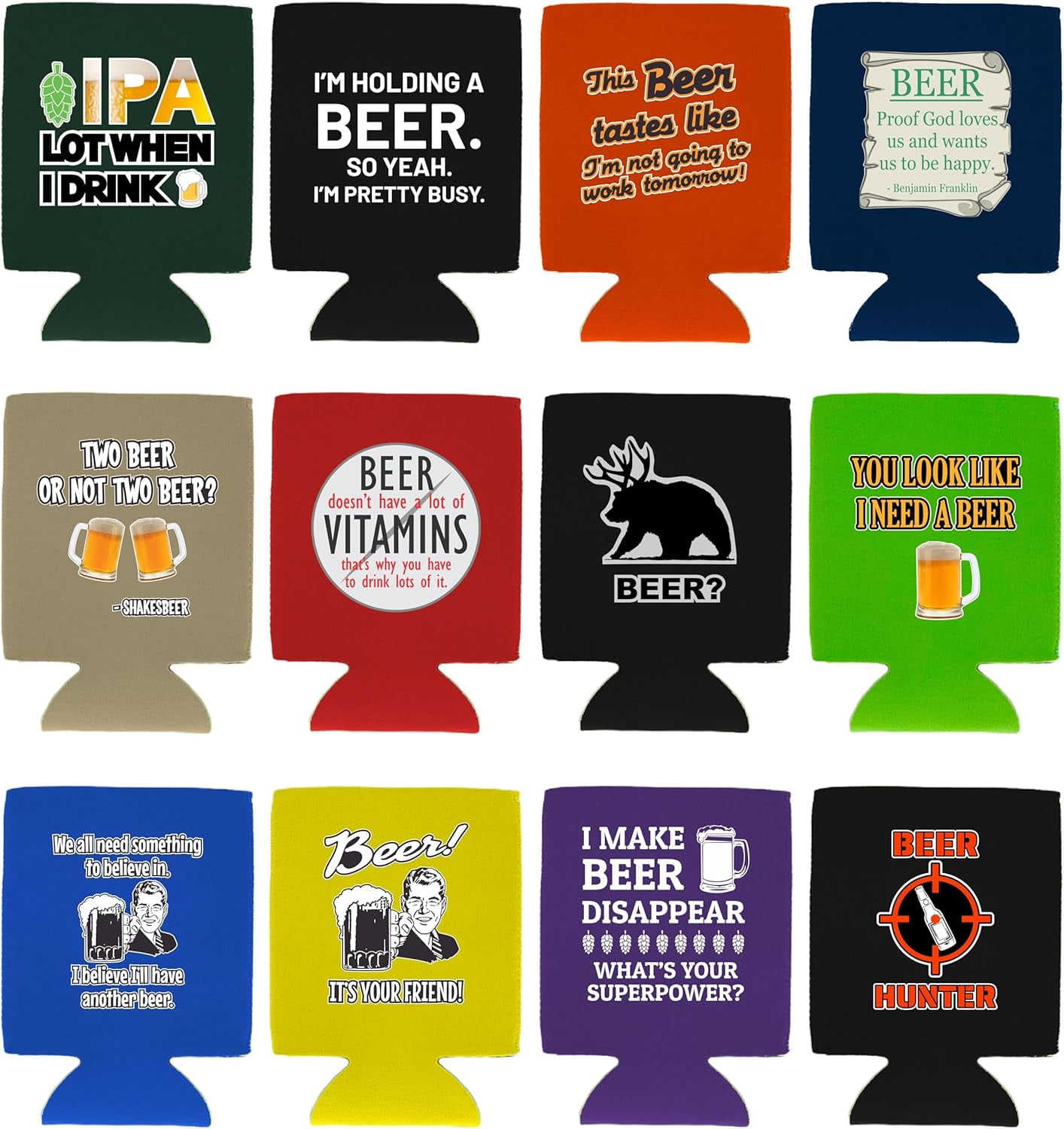 Beer Jokes Funny Designs Can Coolie 12 Pack Set