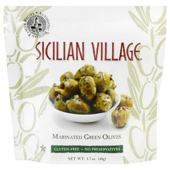 Sicilian Village KHLV00335098 Olives Green Marinated, 1.7 oz
