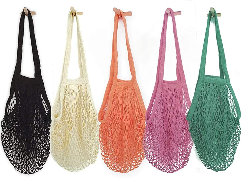 5pcs Reusable Grocery Bags Vegetable Fruit Bag Eco Friendly Shopping Mesh Bags 