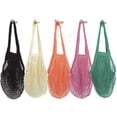 thumbnail image 1 of 5 pack Cotton String Shopping Bags Reusable Washable Grocery Mesh Bags Organizer for Grocery Shopping Produce Net Bags with Longhandle for Fruit Vegetable Storage, 1 of 6