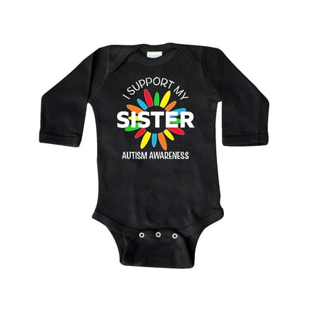 

Inktastic I Support My Sister Autism Awareness Gift Baby Boy or Baby Girl Long Sleeve Bodysuit