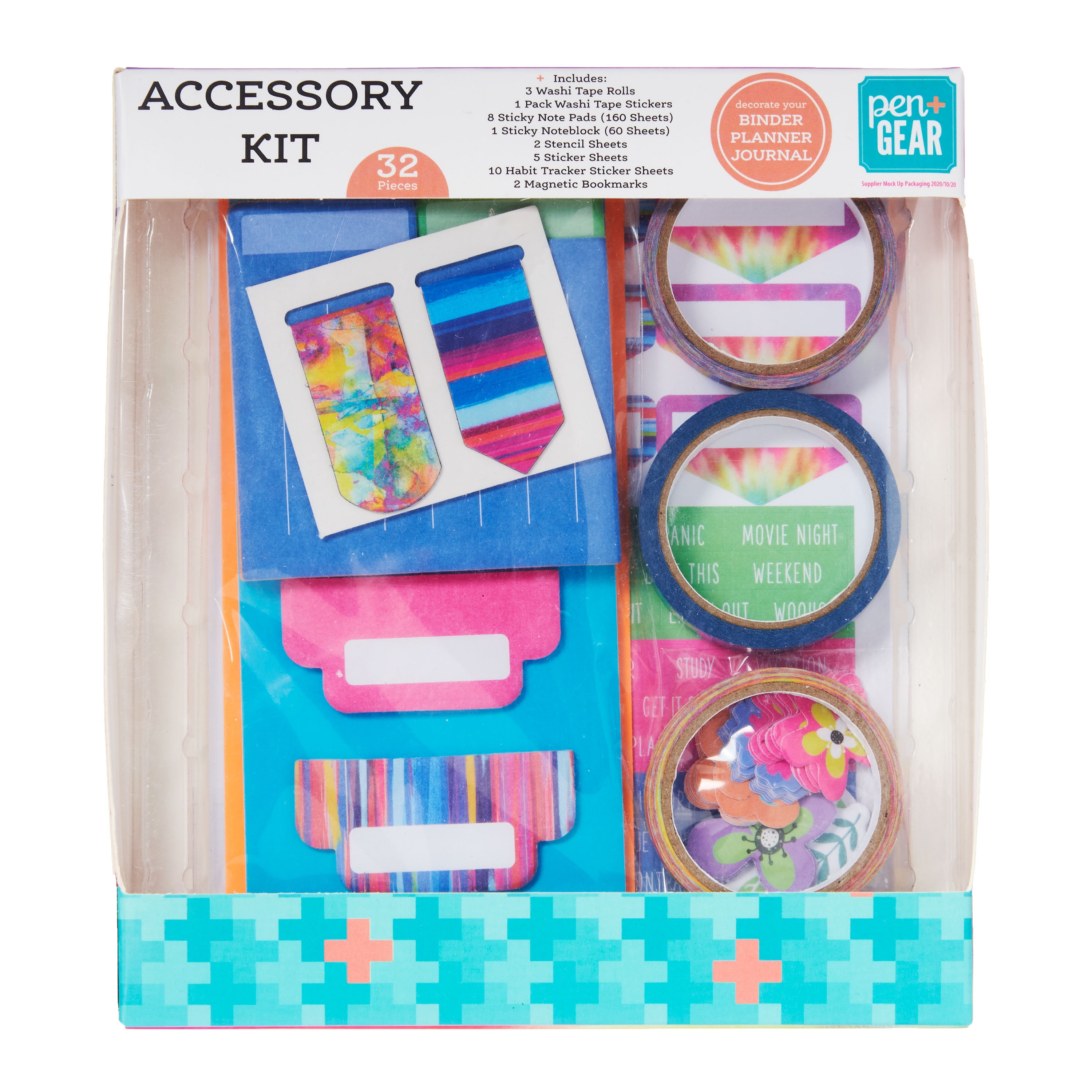 Pen+Gear Accessories Kit, Rainbow Floral, 32 Pieces