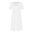 thumbnail image 4 of Fankiway Fashion Women Summer Solid Color Causal Round Neck Short Sleeve Vacation Dress Plus Size Dresses for Curvy Women Spring Dresses for Women 6421, 4 of 4