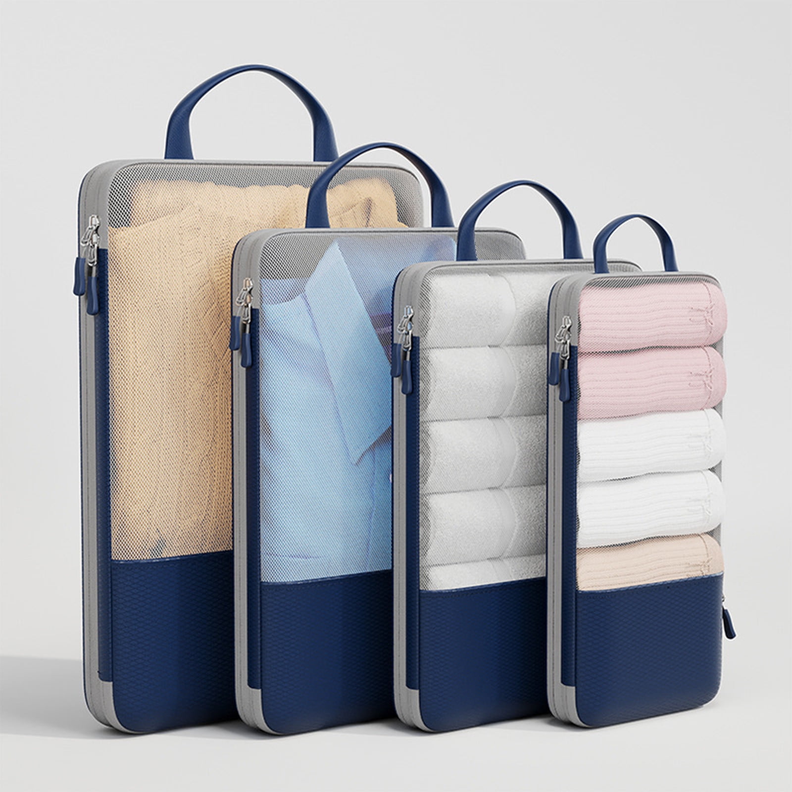 Matoen 4-Piece Travel Compression Packing Cubes Set - Lightweight Mesh Luggage Organizers, Space-Saving Storage Bags for Effortless Trip Packing