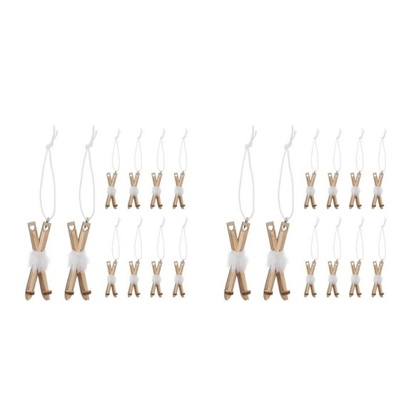 OUNONA 20 pcs  Christmas Sled Ornaments Ski Xmas Ornament Mini Sleigh Snow Ski Hanging Christmas Tree Ornament Mini Wooden Sleigh Ornaments Rustic Festive Pendants
