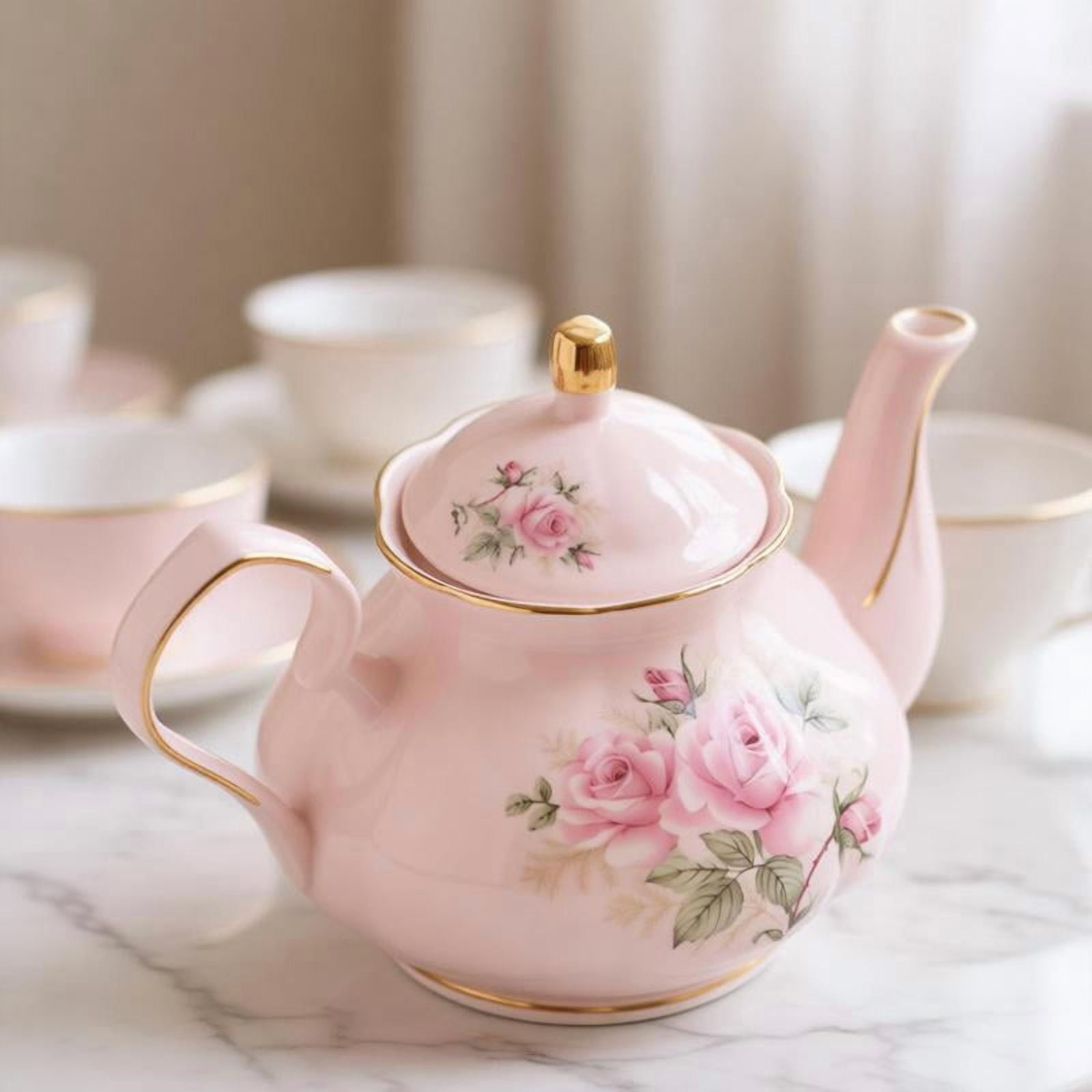 Zeiwohndc Ceramic Teapot With Floral Relief And Spacious Interior Porcelain Tea Pot