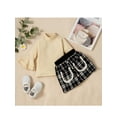 thumbnail image 2 of Qiylii 2PCS Toddler Girls Fall Outfits, Mock Neck Flare Long Sleeve Tops + Plaid Mini Skirt, 2 of 9