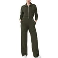 thumbnail image 2 of Summer Saving Clearance AXXD Womens Workout Leggings Long Sleeve Zipper Turn-down Collar Bodycon Solid Wide Legging Jumpsuit Rompers With Pocket, 2 of 6