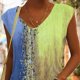 thumbnail image 5 of Camiseta de verano para mujer, holgada, informal, multicolor, con cuello en V, sin mangas, top degradado para mujeres y niñas, azul claro S, 5 of 7