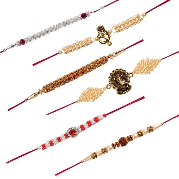 Efulgenz Combo of 6 Thread Dora Rakhi Set for Brother Bhaiya Bhabhi