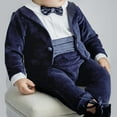 thumbnail image 2 of qolati Newborn Baby Boys' Gentleman Rompers Long Sleeve Printed Jumpsuit Outfit Tuxedo Footie One-Piece Bodysuit Infant Clothes with Bow Tie, 2 of 7