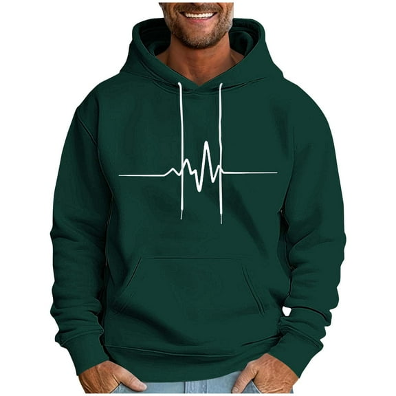 Admvng Hoodies for Men Print Leisure Draw Rope Hooded Sweatshirt, Size M-4XL