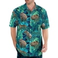 thumbnail image 2 of Camisetas con gráficos de animales lindos de capibara para hombres, ropa con impresión 3D, camisa hawaiana de playa, camisetas de manga corta Y2K, blusas con solapa, 2 of 5