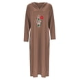 thumbnail image 3 of Gibobby Vestido casual de punto para mujer Vestido largo suelto informal de manga larga con capucha y estampado floral para mujer para primavera y otoño(Café,G), 3 of 5