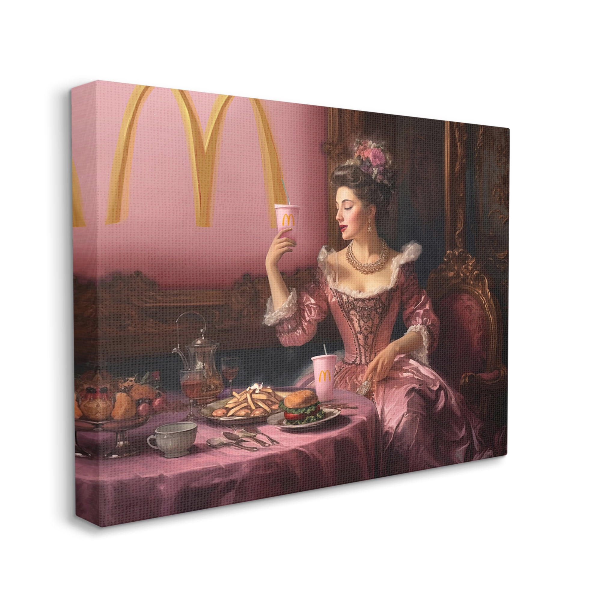 Stupell Industries Funny Classic Burger Meal Food & Beverage Painting Gallery Wrapped Canvas Print Wall Art, 20 x 16