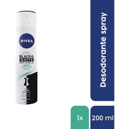 Nivea Black & White Invisible Active Deodorant Spray 200ml (Pack