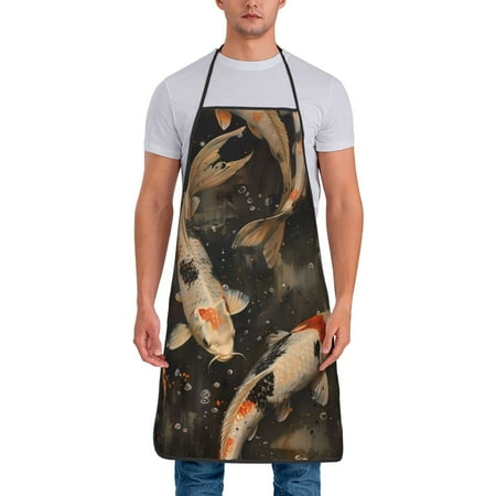

Matuu Koi Fish Tranquility for Cooking Apron for Men and Women Adjustable Strap and Waist Ties for Baking Cooking Gardening