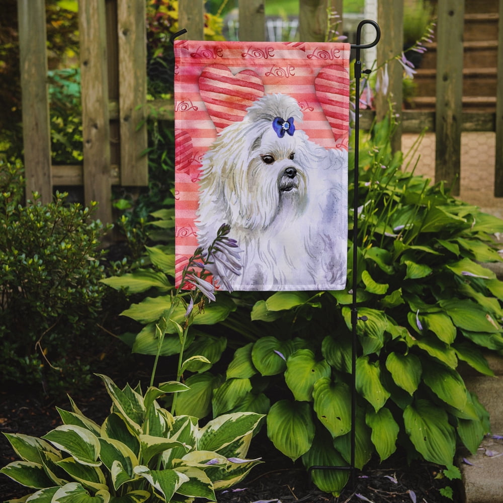 Carolines Treasures BB9738GF Maltese Love Flag Garden Size  Small multicolor